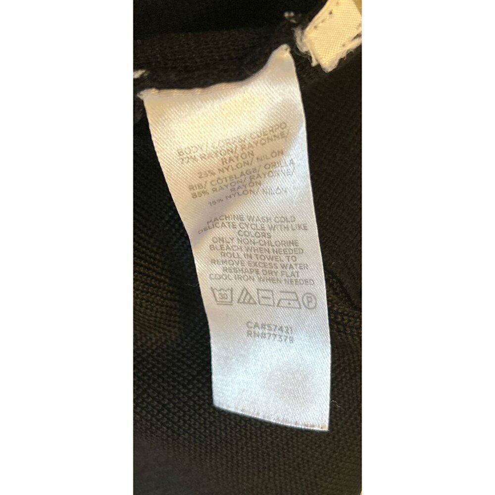Ann Taylor 2-Tone Black Scoop Neck Long Sleeve Ruffle Hem Top Womens Size M - Picture 8 of 8